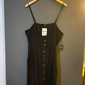 Forever 21 black woven button midi dress
